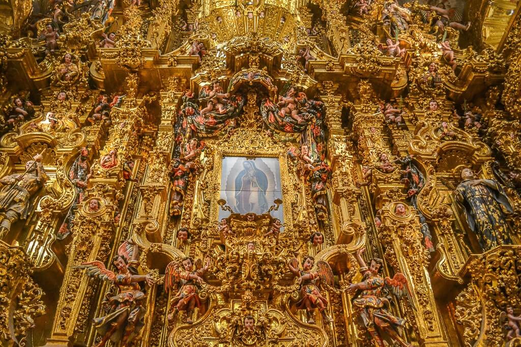 Gilded altarpiece of San Francis Javier Church in Tepotzotlan