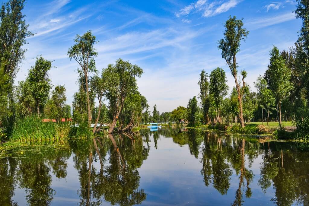 The beautiful landscape of Xochimilco floating gardens