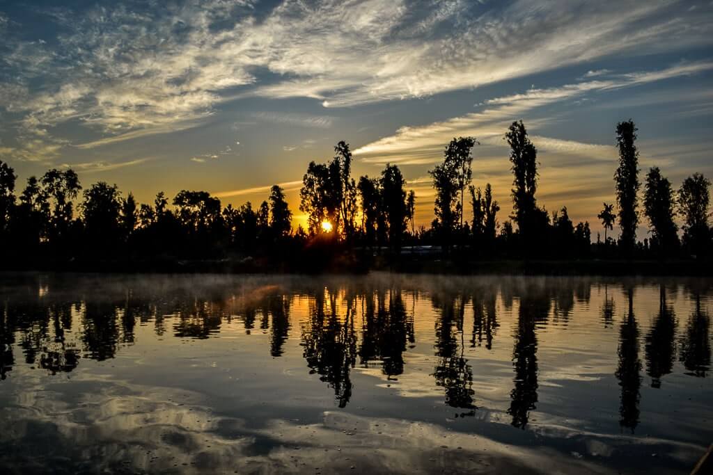 Sunrise over the chinampas is a wonderfully unique experience in Mexico City