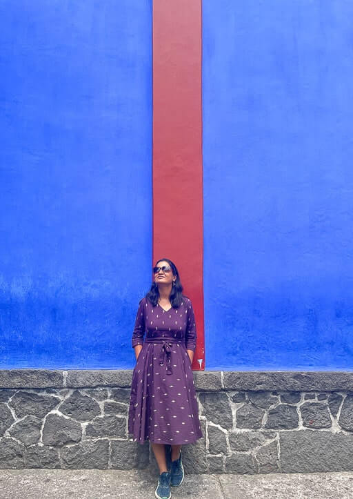 In front of the Blue House in Coyoacan Mexico City