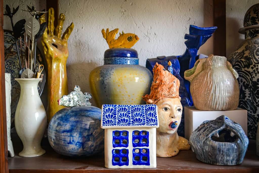 Talavera pottery items at Talavera Santa Catarina