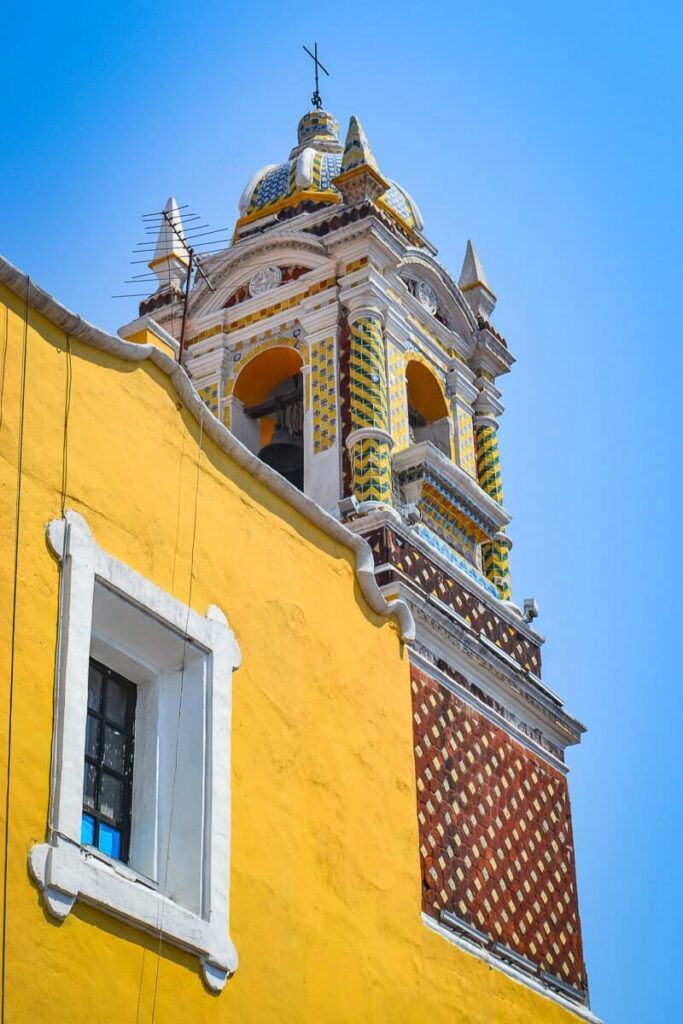 A yellow church in Puebla