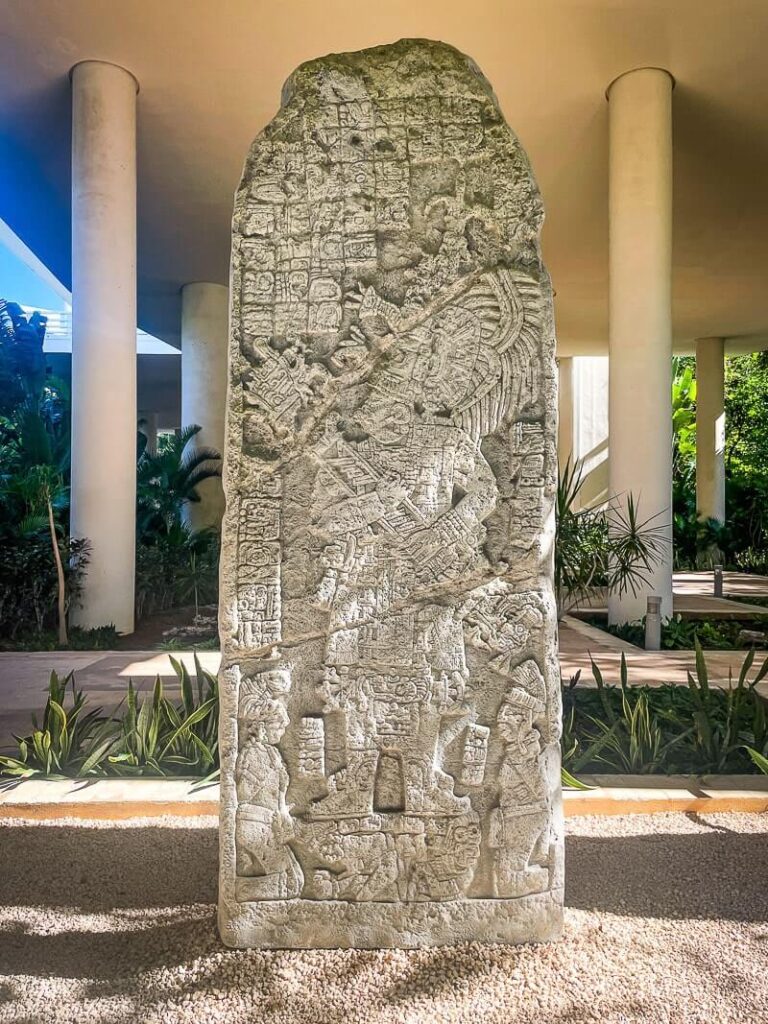 A stela from Coba on display at the Mayan Museum