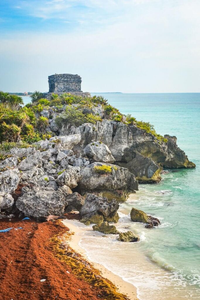 Cliffside views from the ruins of Tulum Mexico
