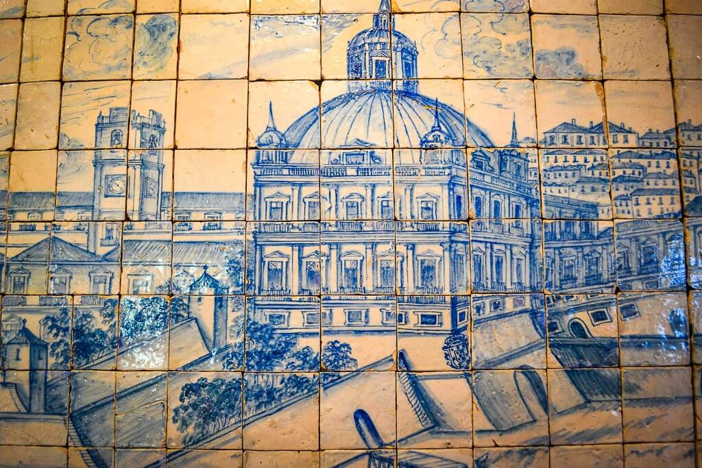 Lisbon skyline represented on azulejos at the National Tile Museum.