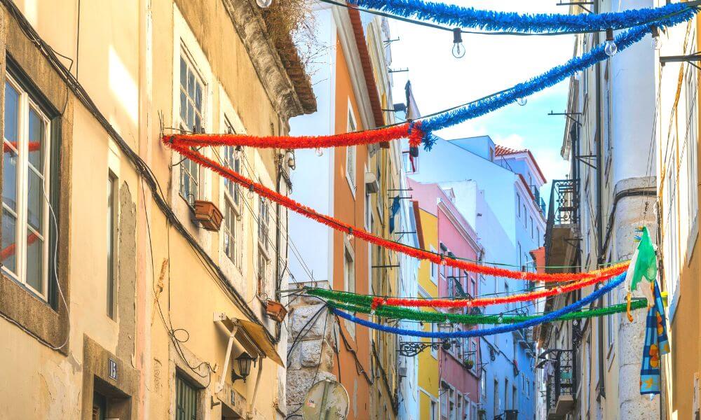 Santo Antonio Festival decorations in Lisbon in June
