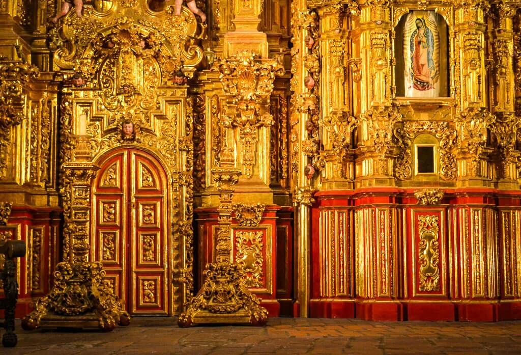 Ornate churrigueresque walls of the Church in Tepotzotlan