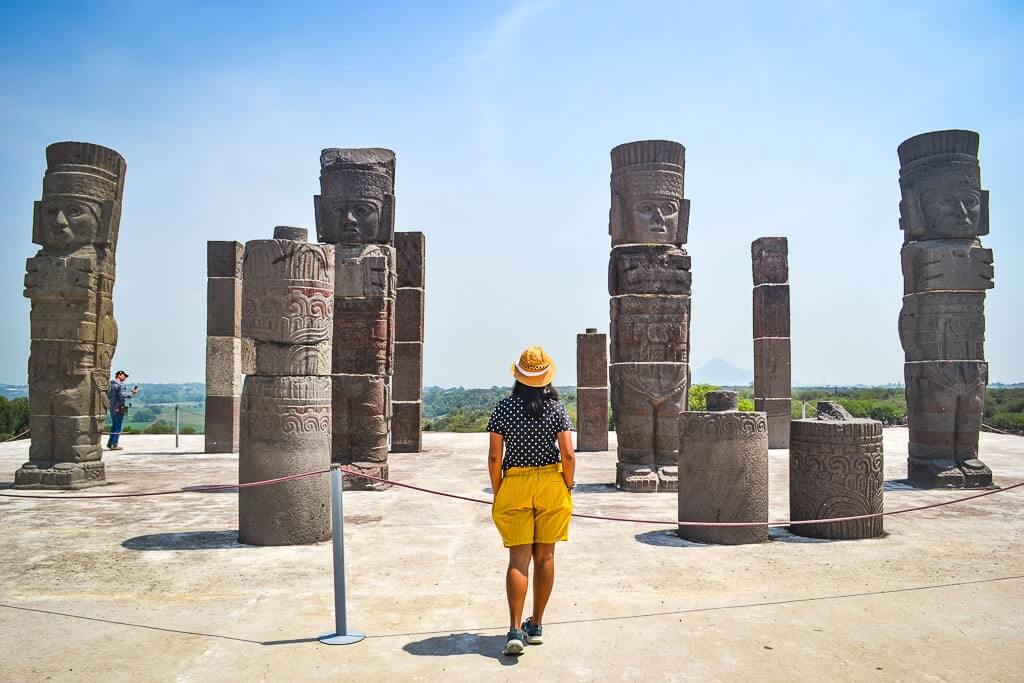 Author at the Atlantean Statues in Tula, Mexico