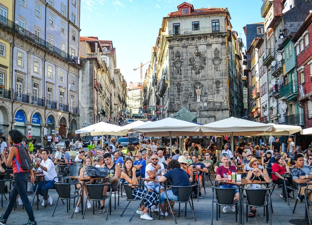 The happening Ribeira District in Porto
