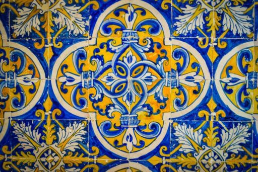 Blue tiles inside the Santa Maria Church in Obidos