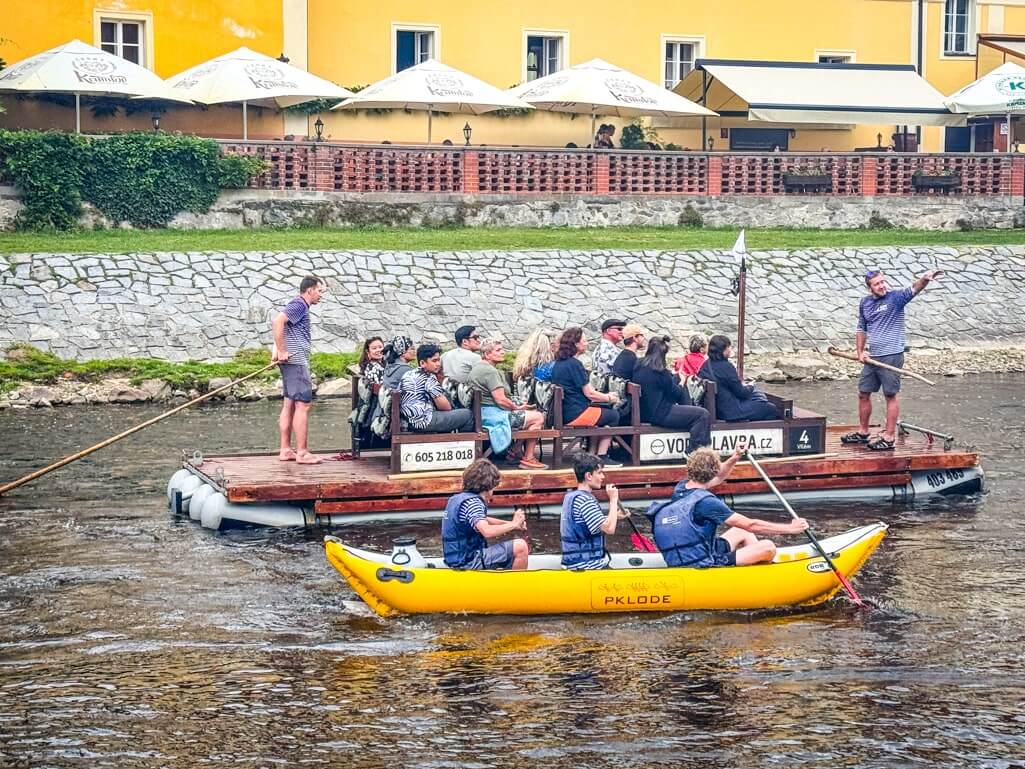 The wooden raft tour in Cesky Krumlov - that's what we did. You can also raft down the river.