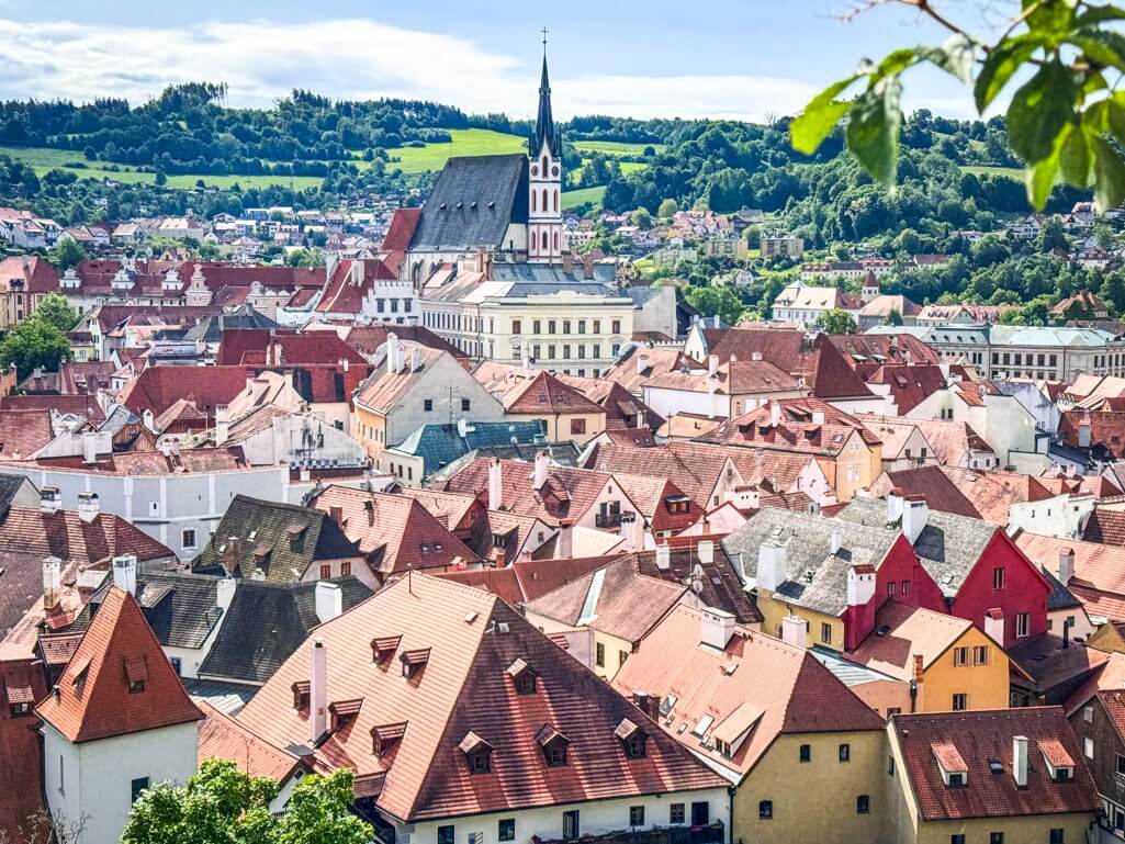 Views of Cesky Krumlov from the Cloak Bridge