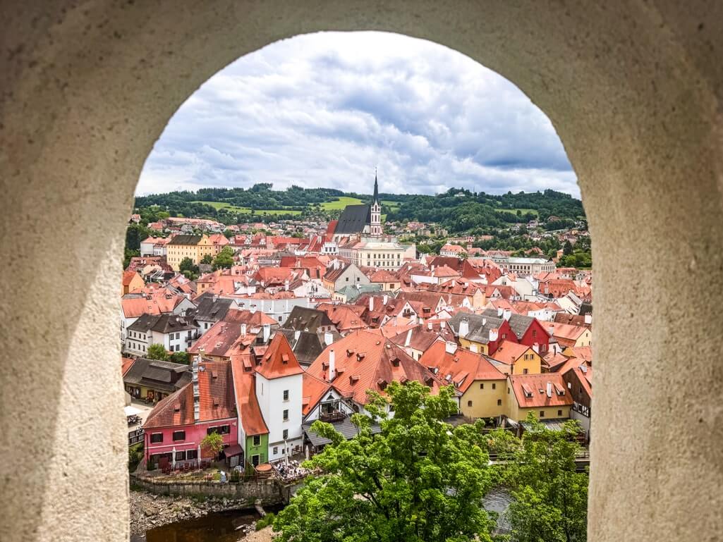 Views of Cesky Krumlov from the Cloak Bridge