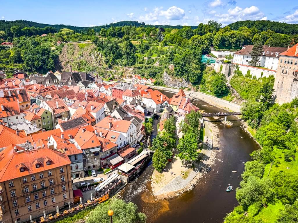 Stunning views from the Castle Tower in Cesky