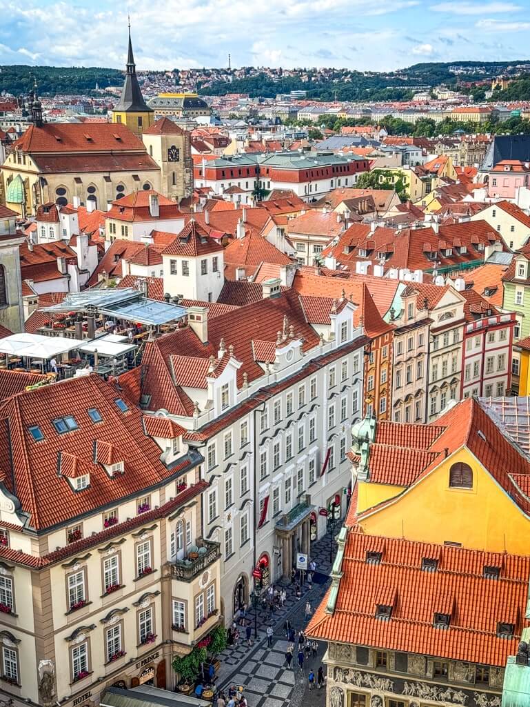 Views from the top of Prague Clock Tower - one of the best places to get Prague photos
