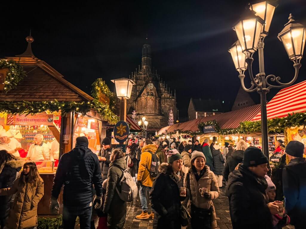 People at Nuremberg Christmas Market at night