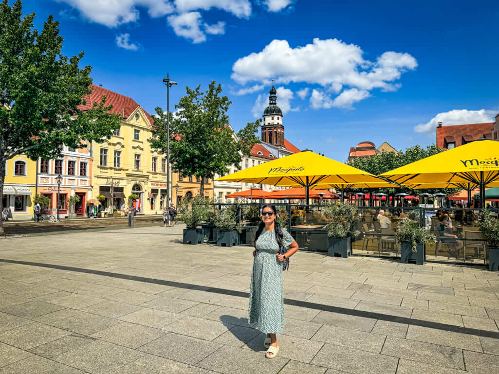 Author at the main square in Cottbus