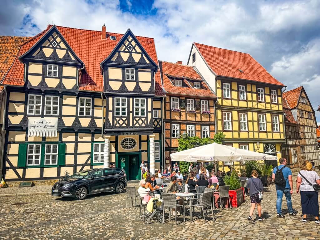 Houses surrounding Finkenherd Square in Quedlinburg Germany