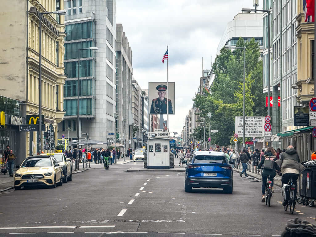 Checkpoint Charlie was the last stop on our Berlin Walking Tour.